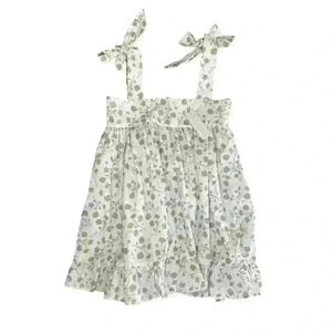 NWT - Eliza James Kids White and Brown Floral Dress - Size 5